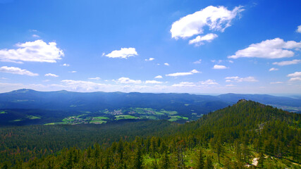Großer Osser, Tschechien / Deutschland: Blick auf den oberen Bayerischen Wald