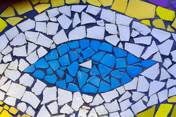 multi colorful stone mosaic tiles on the wall as background or texture,mosaic background