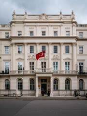 Fototapeta na wymiar The Embassy of Turkey in Belgravia, a London area with a high concentration of International and Diplomatic High Commissions.