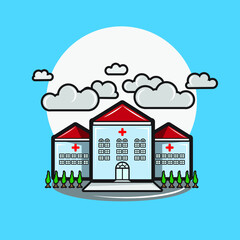 illustration of hospital with simple design style