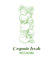 Letter I pattern logo organic farm fresh fruits and vegetables