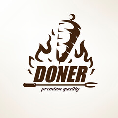 doner kebab emblem template, stylized vector symbol - 354647952