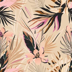 Foto auf Glas Feminine floral seamless pattern. Fashionable template for design. Soft color palette. © Irina
