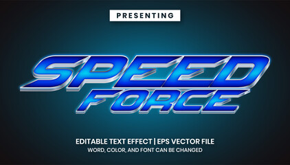 Editable text effect - speed force metallic blue style
