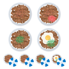 牛丼のイラストセット