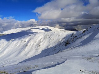 Amazing landscape in the mountains. Winter landscape.