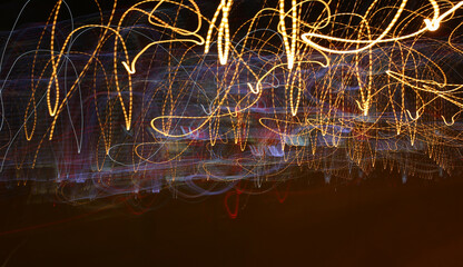 Macro photo of blurry lights on black background