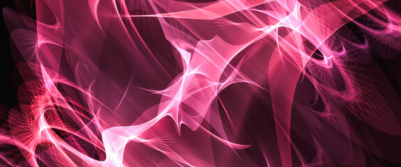 Abstract background pink futuristic technology science wave shapes textured panoramic for web banner or backdrop. 3d illustration rendering.