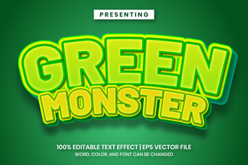 Fototapeta na wymiar Editable text effect - green monster game logo style