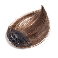 Clip in piece straight brown synthetic hair fringe extensions