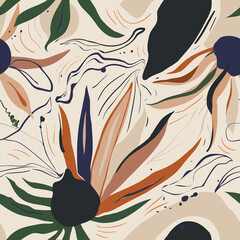 Creative collage contemporary floral seamless pattern. Fashionable template for design. 