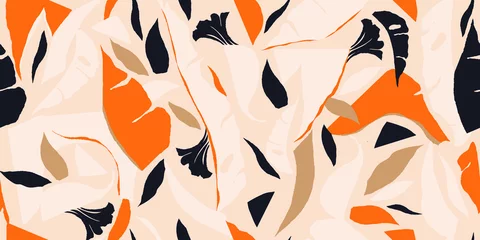 Papier Peint photo autocollant Pastel Modèle d& 39 illustration de plantes de jungle exotique moderne. Collage créatif motif floral contemporain sans couture. Modèle à la mode pour la conception.