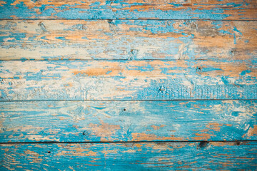 Fototapeta na wymiar old shabby painted blue boards, wooden background