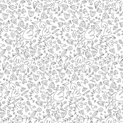 Seamless floral pattern doodle style. Vector illustration