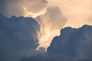 Close up into clouds before stormy rain