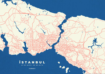 Obraz premium Istanbul city map vector poster