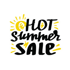 Discount vector lettering of Special Offer Hot Summer Sale etc. Hand drawn label or logo.