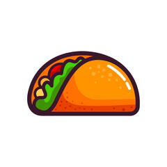 Taco vector icon. National Mexican food. Illustration isolated on white background.