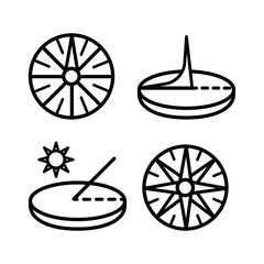 Sundial icons set. Outline set of sundial vector icons isolated on white background - obrazy, fototapety, plakaty