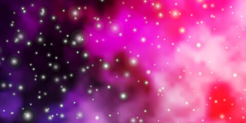Dark Purple, Pink vector texture with beautiful stars. Colorful illustration in abstract style with gradient stars. Theme for cell phones.
