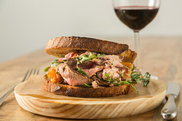 Homemade pastrami sandwich