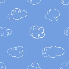 Foto op Canvas Seamless pattern with clouds. Endless positive backdrop. Simple forms. © Ольга Фурманюк