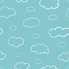 Seamless pattern with clouds. Endless positive backdrop. Simple forms.