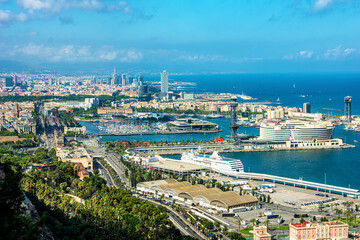 View of Port and, Marina and beachfront of Barcelona, Spain