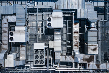 Air Condition Ventilation System on the Building Roof. Industrial Air system of ventilation and Air...