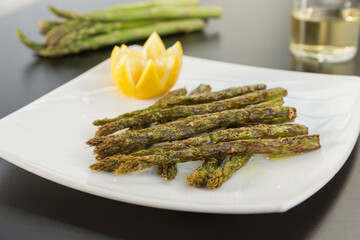 Grilled green asparagus