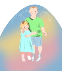 A boy and a girl are standing together and smiling.