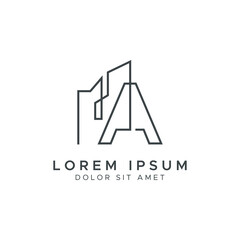 Letter A Building Logo Vector Design Template