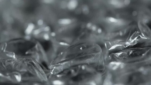 Macro shot of bubble wrap, air film plastic packaging material. Nervous system concept. Type of fun tactile amusement playing. Calming effect with enjoy. Give pleasure. Satisfaction and relaxing.