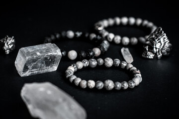 close up of a diamond and bracelets