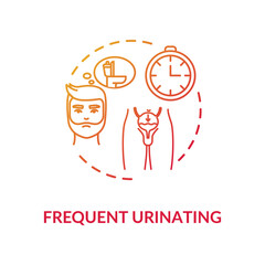 Frequent urination concept icon. Prostatitis symptom idea thin line illustration. Prostate gland inflammation, urinary tract infection. Vector isolated outline RGB color drawing