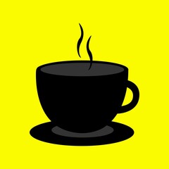 Vector illustration of a cup with a yellow background.