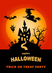 Happy Halloween Poster. Vector illustration.