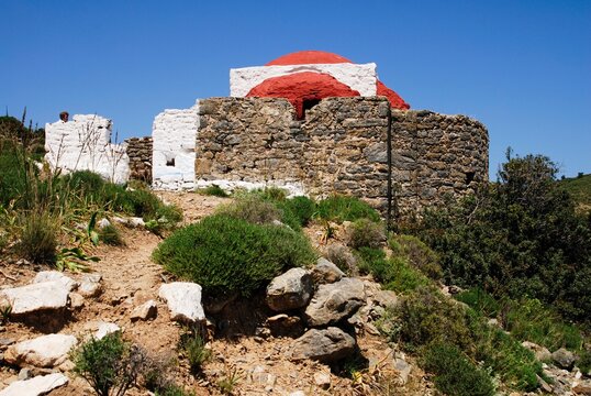 Greece, Leros island, view of church.