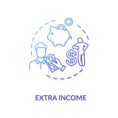 Extra income blue gradient concept icon. Investment to make additional earning. Revenue for employee. Successful marketing idea thin line illustration. Vector isolated outline RGB color drawing