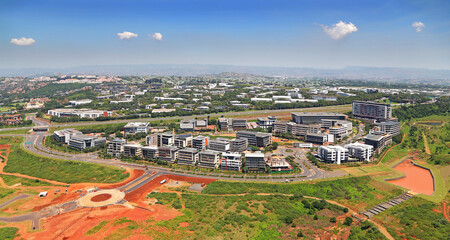 Fototapeta na wymiar Umhlanga, Kwa-Zulu Natal / South Africa - 11/26/2019: Aerial photo of Umhlanga Ridge construction and development