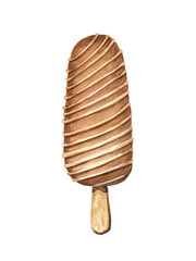 Watercolor illustration of ice cream on a white background