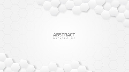 Hexagonal Abstract White Geometric Background Vector with Hexagon Shapes in Medical Science Technology Style