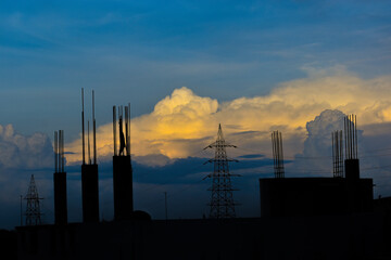 Landscape sunset with dramatic clouds.
