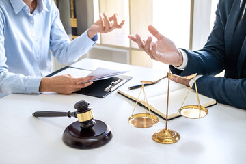 Consultation and conference of professional businesswoman and Male lawyers working and discussion...