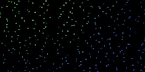 Dark Blue, Green vector texture with beautiful stars. Blur decorative design in simple style with stars. Pattern for wrapping gifts.