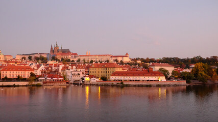 Fototapeta premium The historical center of Prague at sunrise. City landscape.