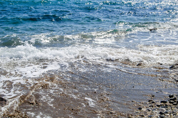 Seascape background colorful sea waves on coast