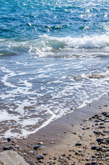 Seascape background colorful sea waves on coast