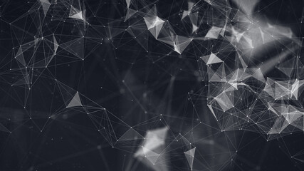 Abstract polygonal space low poly dark background with connecting dots and lines. Connection structure. Science background. Futuristic polygonal background. Triangular background. Wallpaper. Business