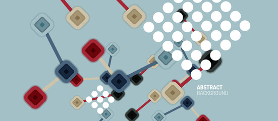 Abstract square dot connections, flat style multicolored geometric background for Wallpaper, Banner, Background, Card, Book Illustration, landing page or poster design